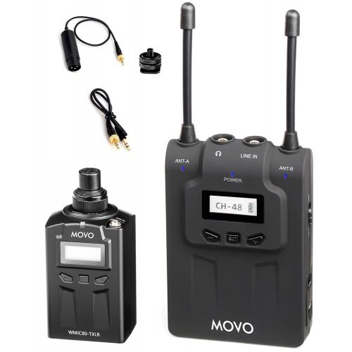  Movo WMIC80 UHF Wireless Handheld Microphone System with Plug-in XLR Transmitter, Portable Receiver, Shoe Mount for DSLR Cameras (330 Range)