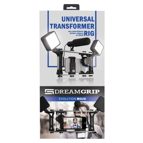  DREAMGRIP Evolution MOJO Universal Transformer Rig for Smartphones, Action Cameras, DSLR Cameras. The Set for Journalists with Wired Gun Microphone and LED Lights. Smart Filming Sy