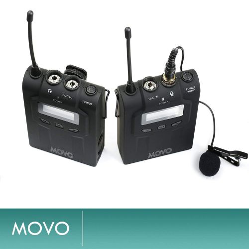  Movo Wireless UHF Lavalier Microphone System Compatible with Canon EOS 80D, 77D, 70D, 60D, 7D, 7D Mark II, 6D, 5DS, R, 5D, 5D Mark IV, 1D, Digital Rebel SL1, T7i, T6s, T6i, T5i, T4