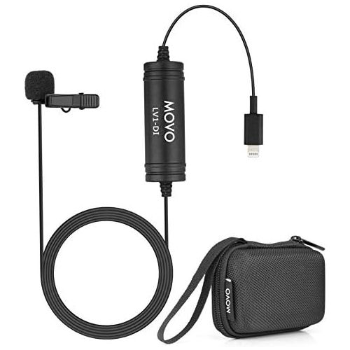  Movo LV1-DI Digital Lavalier Omnidirectional Clip-on Microphone with MFi Certified Lightning Connector Compatible with iPhone, iPad, iPod, iOS Smartphones & Tablets