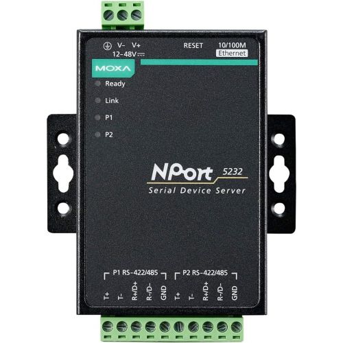  [아마존베스트]MOXA NPort 5232 w/adapter - 2 Ports RS-422/485 Device Server, 10/100 Ethernet, Terminal Block, 15KV ESD, 12-30VDC, 0 to 55°C Operating Temperature