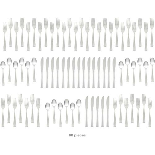  Mozaik Premium Plastic Classic Stainless Steel Coated Assorted Cutlery, 80 Pieces