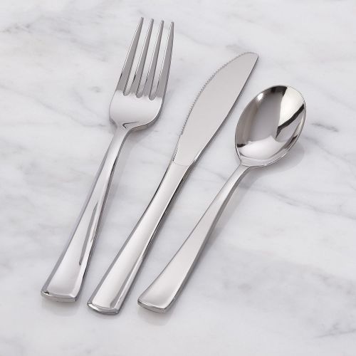  Mozaik Premium Plastic Classic Stainless Steel Coated Assorted Cutlery, 80 Pieces