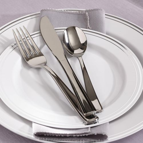  Mozaik Premium Plastic Classic Stainless Steel Coated Assorted Cutlery, 80 Pieces