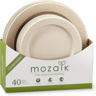 Mozaik Eco-Friendly Plant-Based Compostable Woven Rim Dinner & Accent Plate Set