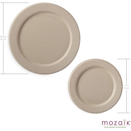  Mozaik Eco-Friendly Plant-Based Compostable Woven Rim Dinner & Accent Plate Set