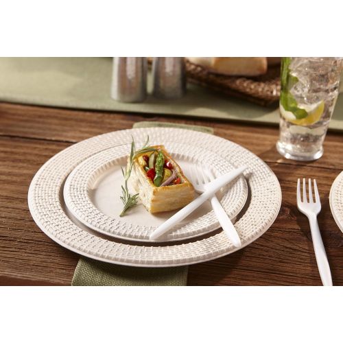  Mozaik Eco-Friendly Plant-Based Compostable Woven Rim Dinner & Accent Plate Set