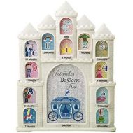 Mozlly White Fairy Tales Do Come True Castle Baby First Year Collage Photo Frame Glitter Finish 12 x 9.5 Inch Nursery Room Decor for Little Prince & Princess 1 Month-1 Year Picture