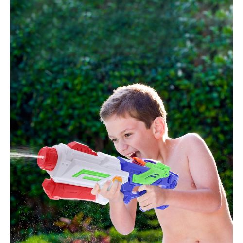  Mozlly Water Blaster Long Gun for Outdoor Summer Pool Beach Party, Refillable Tank Pump Spray Squirter, Power Toy Shooting Battle Combat Games Pretend Play Props 23 inch - Green &