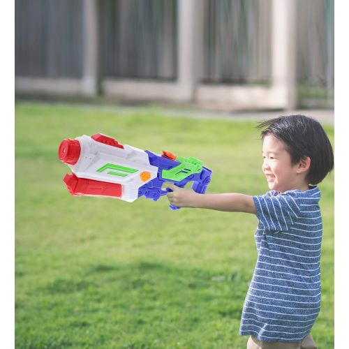  Mozlly Water Blaster Long Gun for Outdoor Summer Pool Beach Party, Refillable Tank Pump Spray Squirter, Power Toy Shooting Battle Combat Games Pretend Play Props 23 inch - Green &