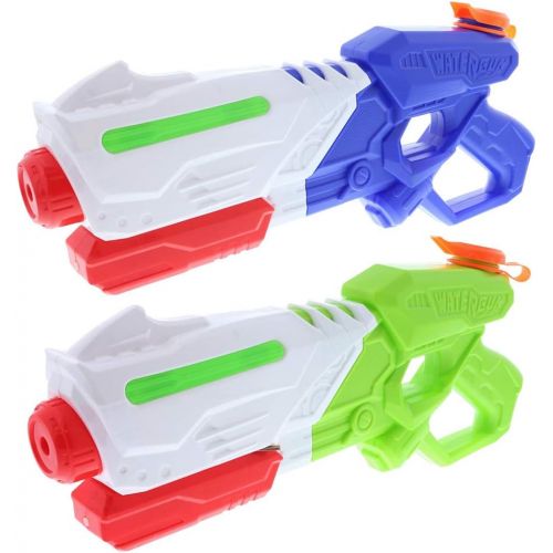  Mozlly Water Blaster Hand Gun for Outdoor Summer Pool Beach Party, Refillable Tank Pump Spray Squirter, Power Toy Shooting Battle Combat Games Pretend Play Game Props 15 in. - Gree