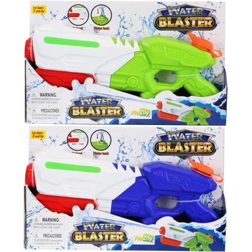  Mozlly Water Blaster Hand Gun for Outdoor Summer Pool Beach Party, Refillable Tank Pump Spray Squirter, Power Toy Shooting Battle Combat Games Pretend Play Game Props 15 in. - Gree