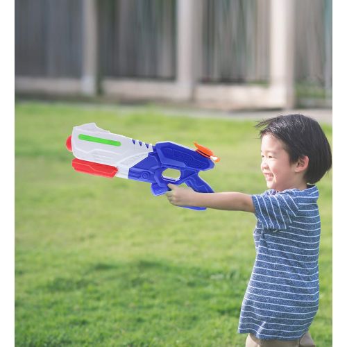  Mozlly Water Blaster Hand Gun for Outdoor Summer Pool Beach Party, Refillable Tank Pump Spray Squirter, Power Toy Shooting Battle Combat Games Pretend Play Game Props 15 in. - Gree