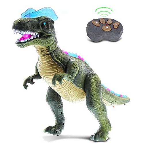  Mozlly Light Up RC Remote Control Realistic Large Toy Dinosaur T-Rex Dino Walking and Roaring. Tyrannosaurus Rex Robot That Move, Walk & Roar for Toddlers Boys Girls - Color May Ve