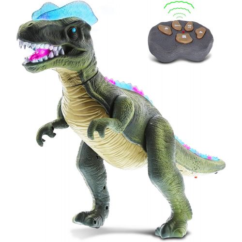  Mozlly Light Up RC Remote Control Realistic Large Toy Dinosaur T-Rex Dino Walking and Roaring. Tyrannosaurus Rex Robot That Move, Walk & Roar for Toddlers Boys Girls - Color May Ve