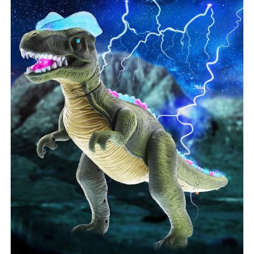  Mozlly Light Up RC Remote Control Realistic Large Toy Dinosaur T-Rex Dino Walking and Roaring. Tyrannosaurus Rex Robot That Move, Walk & Roar for Toddlers Boys Girls - Color May Ve