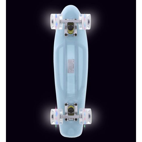  Mozlly Skateboard Cruiser with Light Up High Speed Wheels, Fully Assembled Grip Deck and Metal Trucks Skating Fun Outdoor Activity Training Equipment for Boys Girls Men Women 22.5