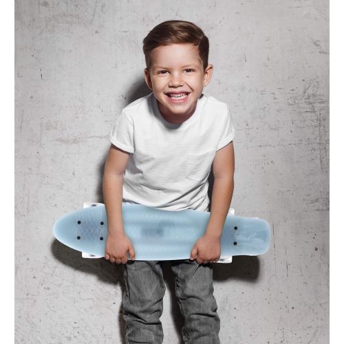  Mozlly Skateboard Cruiser with Light Up High Speed Wheels, Fully Assembled Grip Deck and Metal Trucks Skating Fun Outdoor Activity Training Equipment for Boys Girls Men Women 22.5