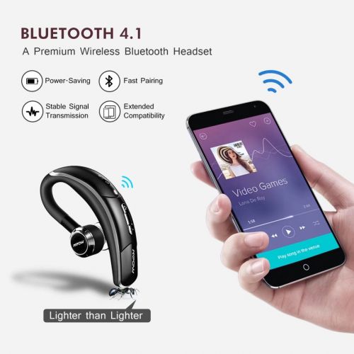  Mpow Wireless Bluetooth 4.1 Headset Headphones with Clear Voice Capture Technology for iPhone Samsung Galaxy and Other Cellphones (Black)