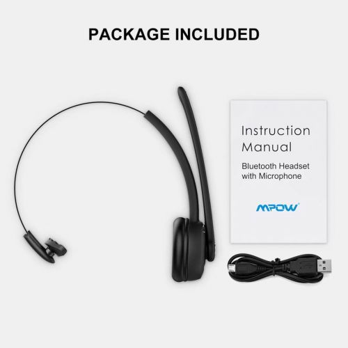  Mpow Pro Truck Driver bluet ooth Headset, Over Ear Wireless bluet ooth Earpiece with Mic, Over the Head Headset for Cell Phone, Call Center, VoIP, Skype (Black)