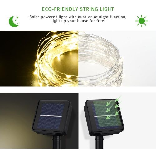  [아마존 핫딜]  [아마존핫딜]Mpow Solar String Lights, 33ft 100LED Outdoor String Lights, Waterproof Decorative String Lights for Patio, Garden, Gate, Yard, Party, Wedding, Christmas (Warm White)