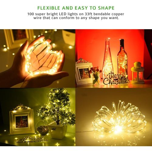  [아마존 핫딜]  [아마존핫딜]Mpow Solar String Lights, 33ft 100LED Outdoor String Lights, Waterproof Decorative String Lights for Patio, Garden, Gate, Yard, Party, Wedding, Christmas (Warm White)