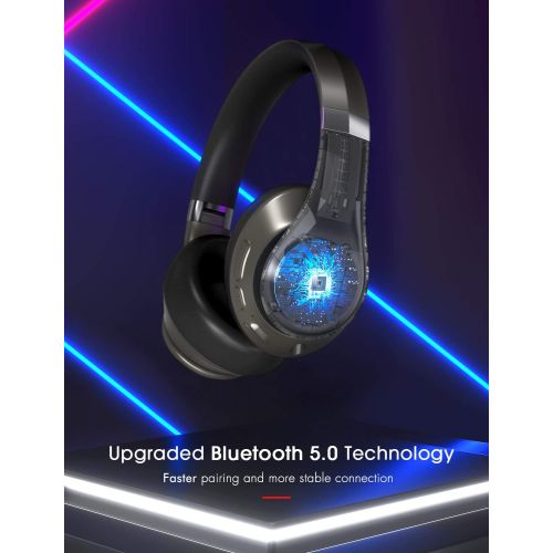 [아마존 핫딜]  [아마존핫딜]Mpow H20 Bluetooth Headphones Over Ear, 30 Hrs Playtime Wireless Hi-Fi Deep Bass Headphones, Latest CVC 8.0 Headphones with Mic, Comfortable Earmuff Headset with Carrying Pouch for