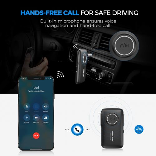  [아마존 핫딜]  [아마존핫딜]Mpow BH298A Bluetooth 5.0 Receiver, Exactly Sound Quality for Music Streaming While Driving, Bluetooth Aux Adapter with Built-in Mic for Hands-Free Calls, Easy Control On/Off Slide