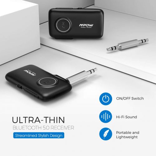  [아마존 핫딜]  [아마존핫딜]Mpow BH298A Bluetooth 5.0 Receiver, Exactly Sound Quality for Music Streaming While Driving, Bluetooth Aux Adapter with Built-in Mic for Hands-Free Calls, Easy Control On/Off Slide