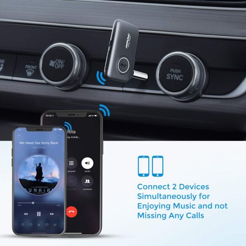  [아마존 핫딜]  [아마존핫딜]Mpow BH298A Bluetooth 5.0 Receiver, Exactly Sound Quality for Music Streaming While Driving, Bluetooth Aux Adapter with Built-in Mic for Hands-Free Calls, Easy Control On/Off Slide