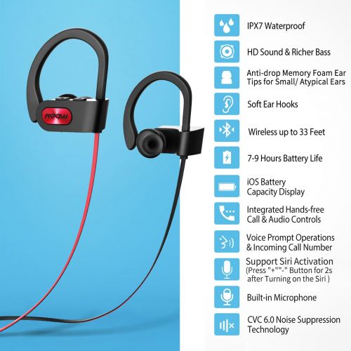  [아마존 핫딜]  [아마존핫딜]Mpow Flame Bluetooth Headphones Sport IPX7 Waterproof Wireless Sport Earbuds, Richer Bass HiFi Stereo In-Ear Earphones, 7-9 Hrs Playback, Running Headphones W/CVC6.0 Noise Cancelli