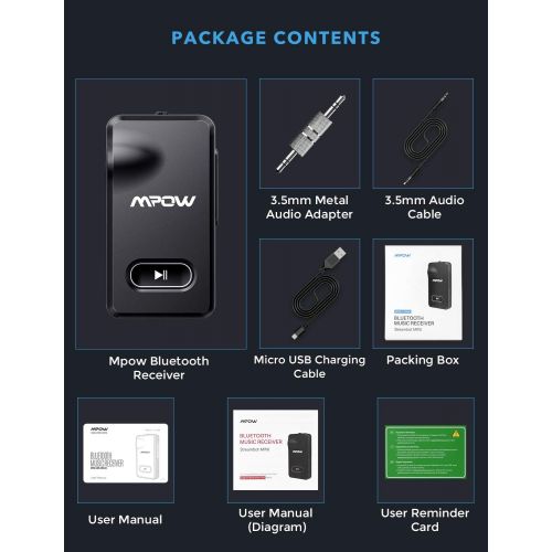  [아마존 핫딜]  [아마존핫딜]Mpow BH129 Bluetooth Receiver for Car Hands-Free Calls, Better Music Quality with CSR Chip,15 Hours Long Playing Time Bluetooth Adapter,1 Second Turn On/Off Button Car Kits,Dual Li