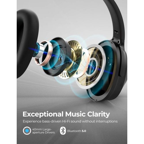  [아마존 핫딜] [아마존핫딜]Mpow Hybrid Active Noise Cancelling Headphones, Bluetooth Headphones Over Ear [2019 Version] with Hi-Fi Deep Bass, CVC 6.0 Microphone, Soft Protein Earpads, Wireless Headphones for