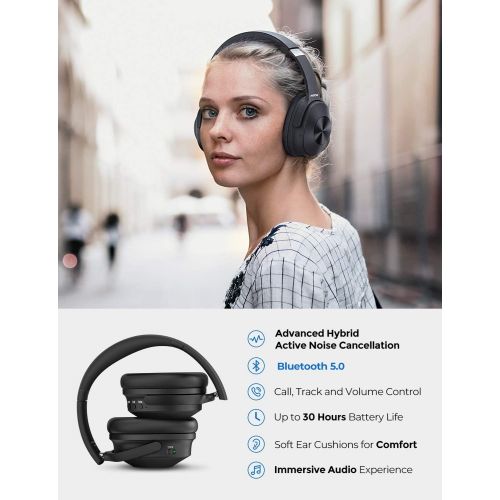  [아마존 핫딜] [아마존핫딜]Mpow Hybrid Active Noise Cancelling Headphones, Bluetooth Headphones Over Ear [2019 Version] with Hi-Fi Deep Bass, CVC 6.0 Microphone, Soft Protein Earpads, Wireless Headphones for