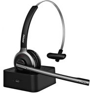 [아마존핫딜][아마존 핫딜] Mpow M5 Pro Bluetooth Headset, Advanced Noise Cancelling Microphone, Strong BT Signal, Comfort-fit Truck Driver Headset with Charging Base, Hands-Free Wireless Headphones for Skype