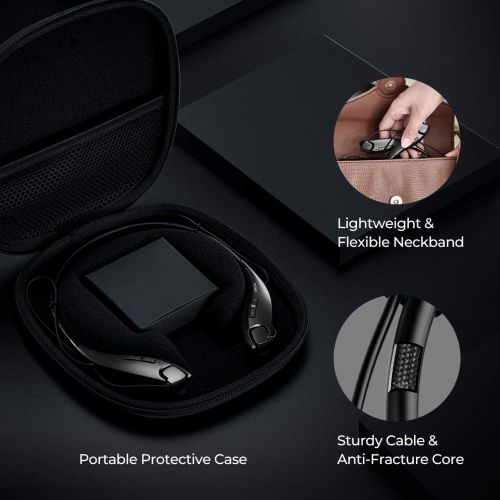  [아마존핫딜][아마존 핫딜] Mpow Jaws Gen-4 Bluetooth Headphones W/Portable Case, Lightweight Wireless Neckband Headset W/Call Vibrate, 13 Hours Playtime, CVC 6.0 Noise Cancelling Mic, Bluetooth Headset Magne