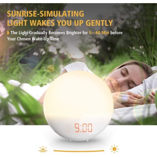  [아마존 핫딜] [아마존핫딜]Wake Up Light Alarm Clock, Mpow Sunrise Alarm Clock, FM Clock Radio, 20 Brightness, Two Programmable Alarms, 6 Alarm Sound, Touch Control, Night Light, Bedroom Digital Clock, Cool