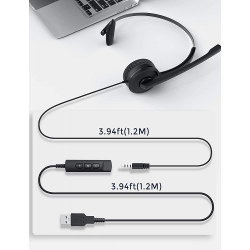  [아마존 핫딜] [아마존핫딜]Mpow Single-Sided USB Headset with Microphone, Over-The-Head Computer Headphone for PC, 270 Degree Boom Mic for Right/Left Ear, Comfort-fit Call Center Headsets with in-Cord Volume