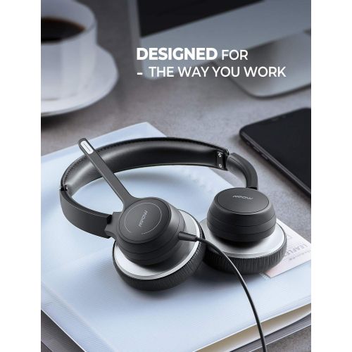  [아마존 핫딜] Mpow HC6 USB Headset with Microphone, Comfort-fit Office Computer Headphone, On-Ear 3.5mm Jack Call Center Headset for Cell Phone, 270 Degree Boom Mic, in-line Control with Mute fo