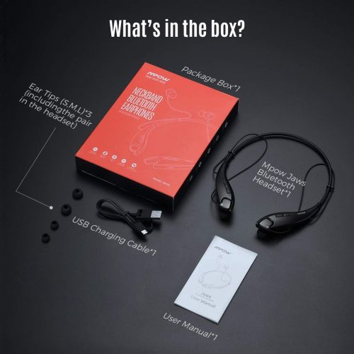  [아마존 핫딜] Mpow Jaws Upgraded Gen-3 Bluetooth Headphones, Wireless Neckband Headphones 13H Playtime, Bluetooth Headset W/Call Vibrate & CVC 6.0 Noise Cancelling Mic, Bluetooth Earbuds Magneti