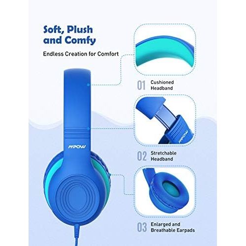  [아마존베스트]Mpow CH6 [2019 New Version] Kids Headphones Over-Ear/On-Ear, HD Sound Sharing Function Headphones for Children Boys Girls, Volume Limited Safe Foldable Headset w/Mic for School/PC/