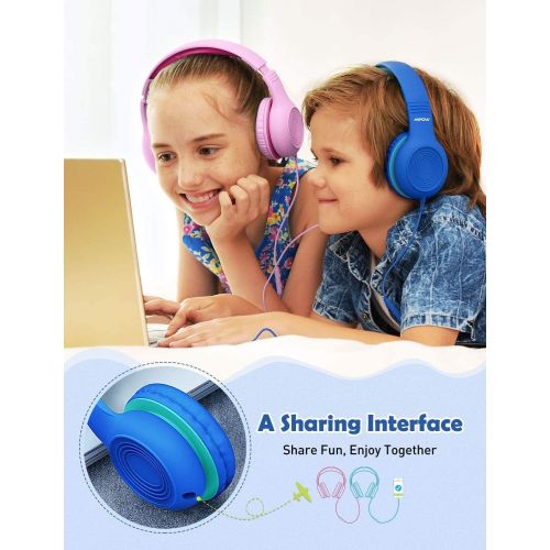  [아마존베스트]Mpow CH6 [2019 New Version] Kids Headphones Over-Ear/On-Ear, HD Sound Sharing Function Headphones for Children Boys Girls, Volume Limited Safe Foldable Headset w/Mic for School/PC/