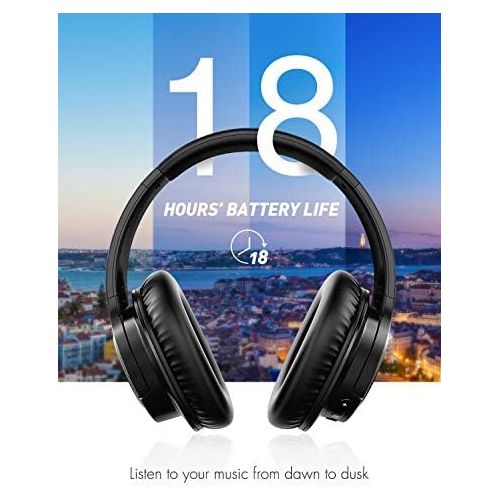  [아마존베스트]Mpow H7 Bluetooth Headphones Over Ear, 18 Hrs Comfortable Wireless Headphones w/Bag, Rechargeable HiFi Stereo Headset, CVC6.0 Headphones with Microphone for Cellphone Tablet(Black)