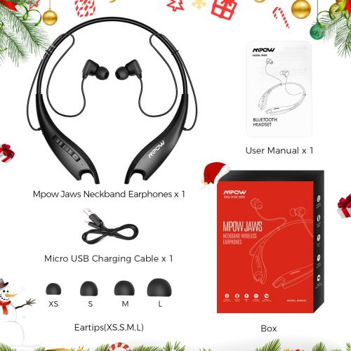  [아마존베스트]Mpow Jaws Gen5 Bluetooth Headphones V5.0 Wireless Neckband Headphones W/ 18H Playtime, Magnetic Earbuds W/Call Vibrate & CVC 6.0 Noise Cancelling Mic, Wireless Neckband Headsets,Bl