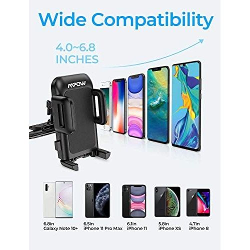  [아마존베스트]Mpow 051 Car Phone Mount, CD Slot Car Phone Holder, Car Mount with Three-Side Grips and One-Touch Design Compatible iPhone Xs MAX/XR/XS/X/8/8Plus, Galaxy S10/S10+/S10e/S9/S9+/N9/S8