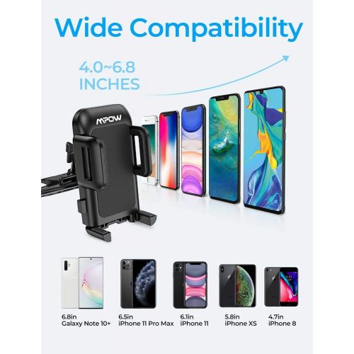  [아마존베스트]Mpow 051 Car Phone Mount, CD Slot Car Phone Holder, Car Mount with Three-Side Grips and One-Touch Design Compatible iPhone Xs MAX/XR/XS/X/8/8Plus, Galaxy S10/S10+/S10e/S9/S9+/N9/S8