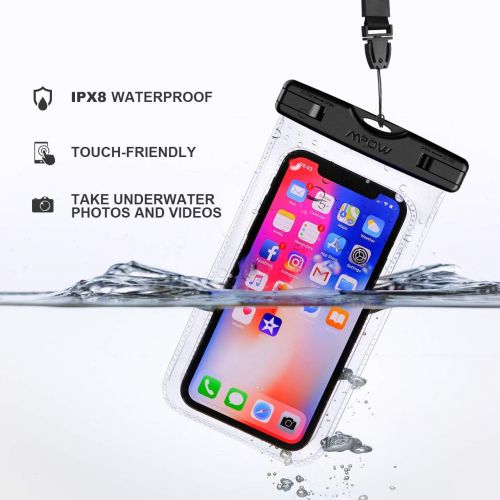  [아마존베스트]Mpow 097 Universal Waterproof Case, IPX8 Waterproof Phone Pouch Dry Bag Compatible for iPhone Xs Max/XR/X/8/8P/7/7P Galaxy up to 6.5, Protective Pouch for Pools Beach Kayaking Trav