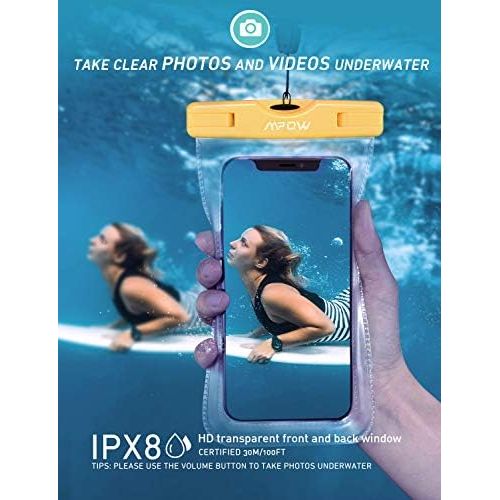  [아마존베스트]Mpow 097 Universal Waterproof Case, IPX8 Waterproof Phone Pouch Dry Bag Compatible for iPhone Xs Max/XR/X/8/8P/7/7P Galaxy up to 6.5, Protective Pouch for Pools Beach Kayaking Trav