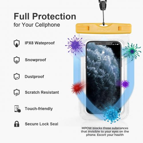  [아마존베스트]Mpow 097 Universal Waterproof Case, IPX8 Waterproof Phone Pouch Dry Bag Compatible for iPhone Xs Max/XR/X/8/8P/7/7P Galaxy up to 6.5, Protective Pouch for Pools Beach Kayaking Trav