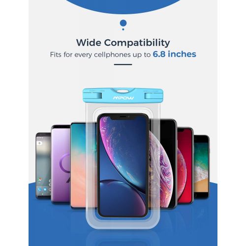  [아마존베스트]Mpow 024 Waterproof Case, Universal IPX8 Waterproof Phone Pouch Underwater Protective Dry Bag Compatible iPhone Xs Max/XS/XR/X/8/8P, Galaxy S10/S9, Google Pixel/HTC up to 6.5 (Blue